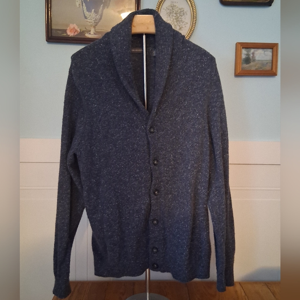 Men's Blue Button-Up Cardigan